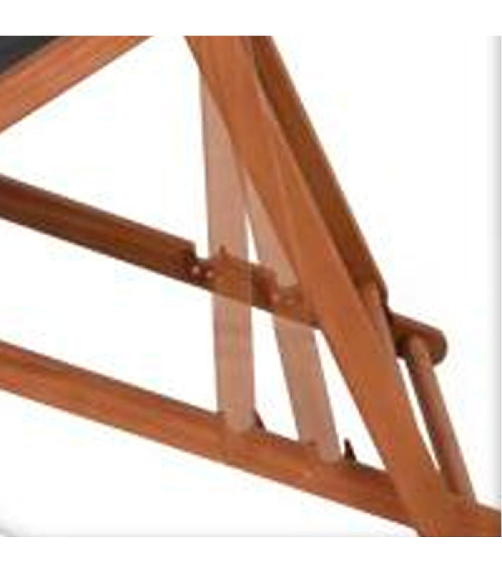 Wadiga Chaise Longue Pliante Chilienne Acacia Et Tissu Noir 97x56x85cm