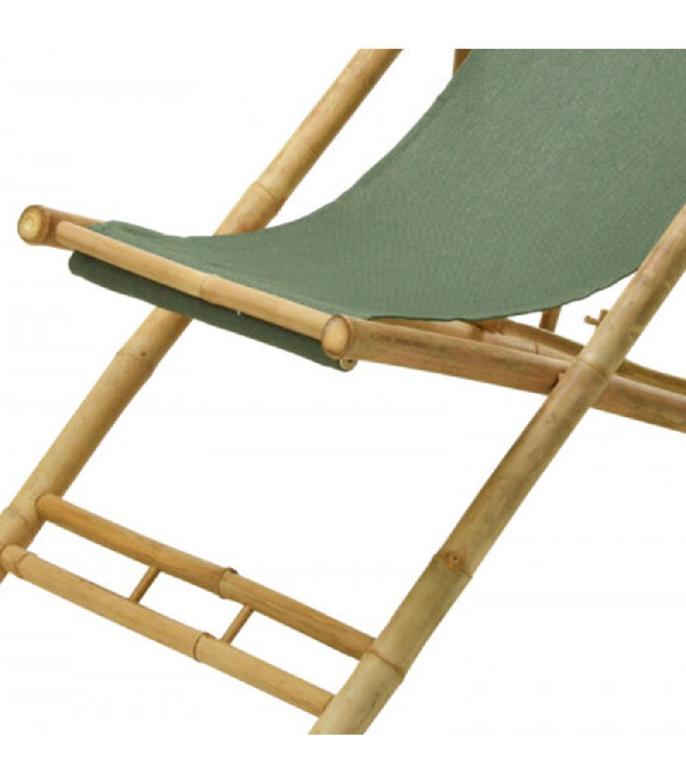 Wadiga Chaise Longue Pliante Chilienne Bambou Et Tissu Vert