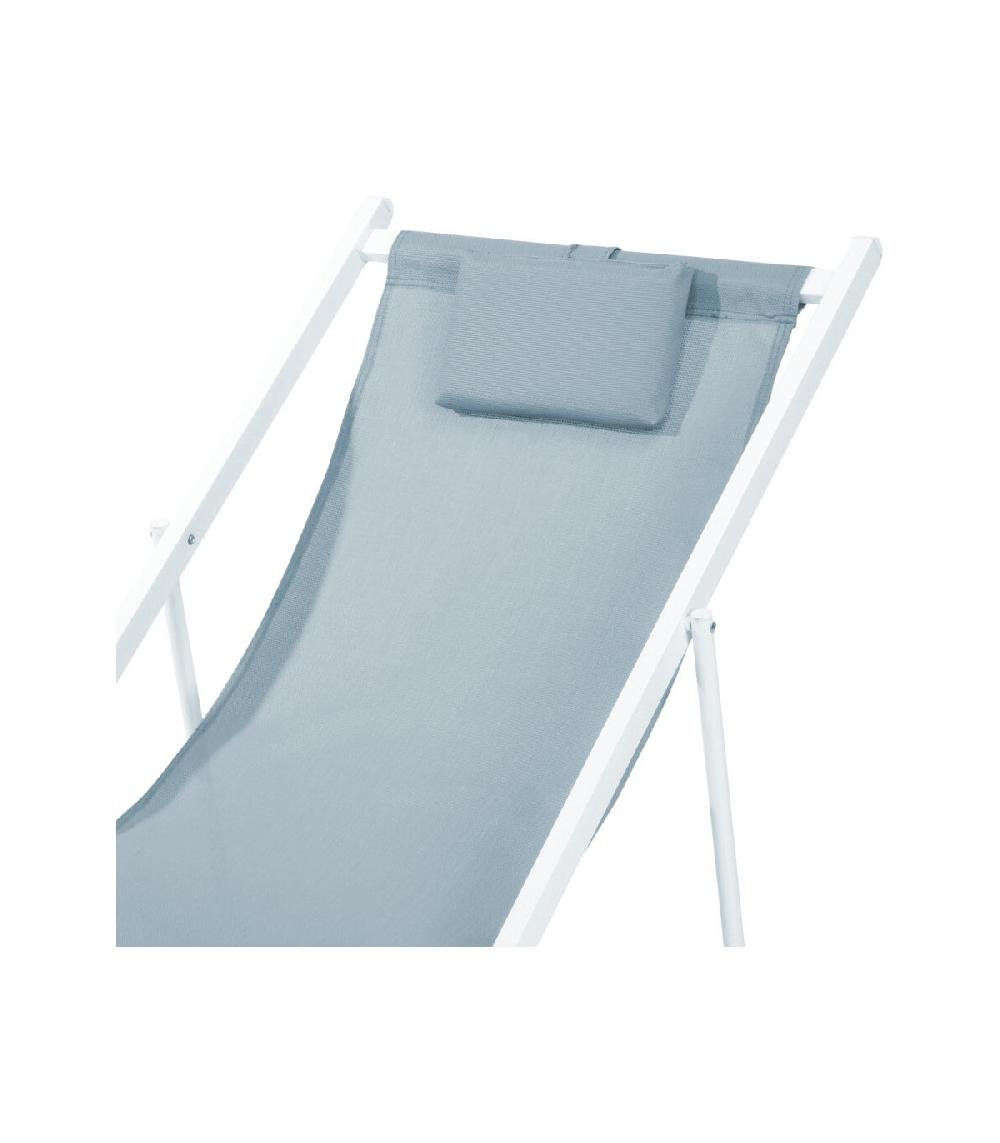 Wadiga Chaise Longue Pliante Chilienne Blanc Et Bleu - 91x61x101cm