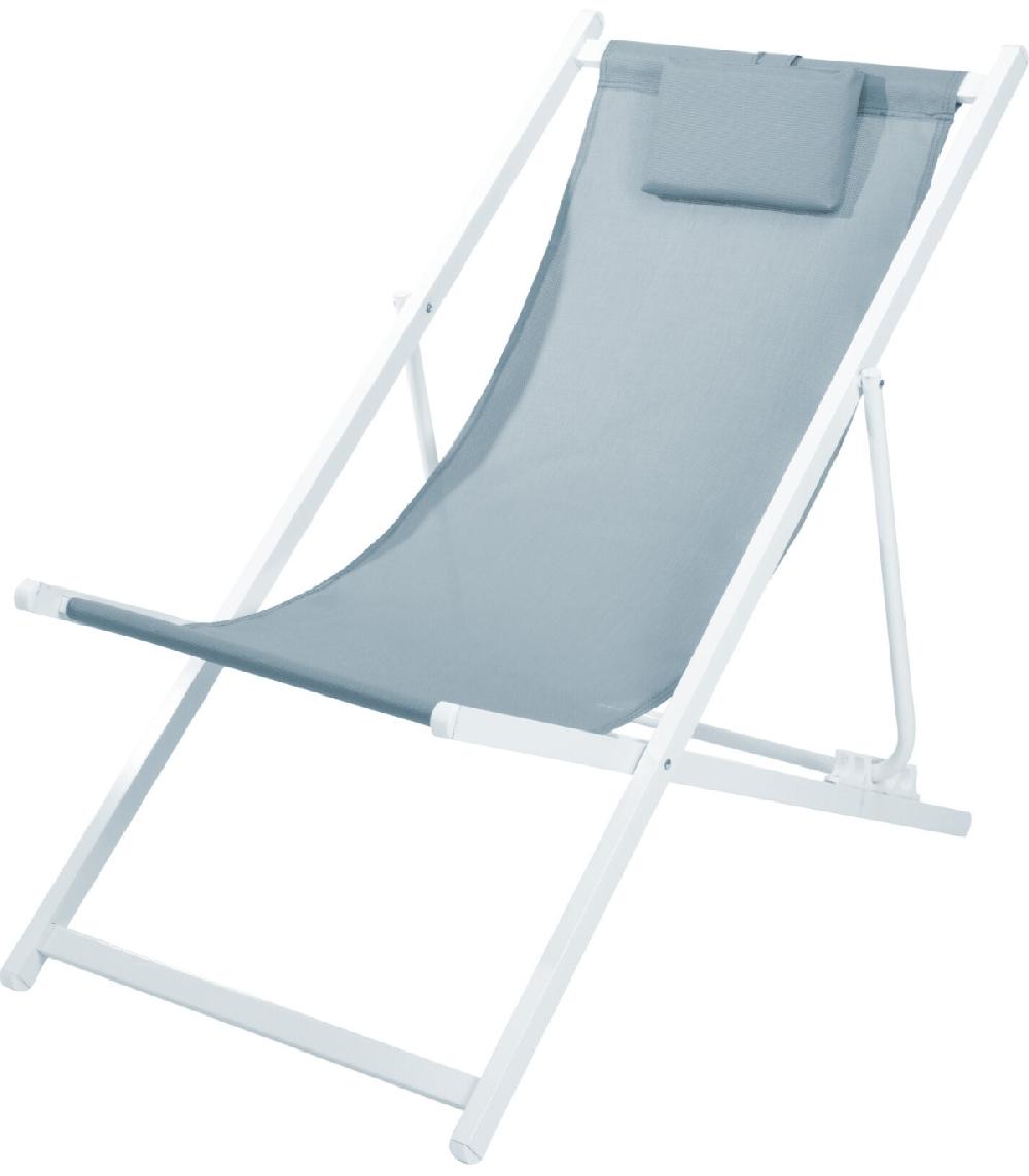 wadiga Chaise longue pliante chilienne blanc et bleu - 91x61x101cm