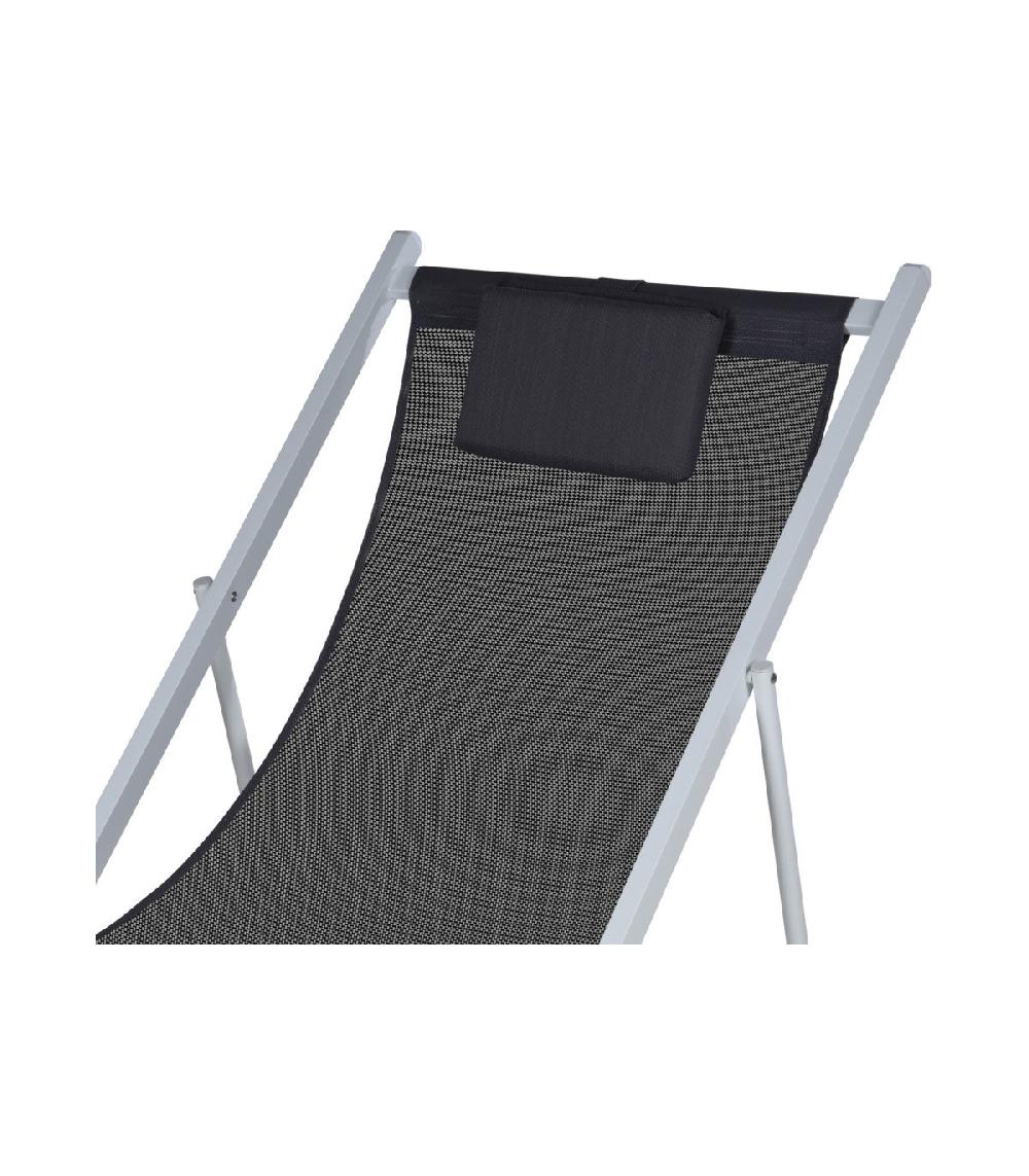 Wadiga Chaise Longue Pliante Chilienne Blanc Et Gris Anthracite - 91x61x101cm