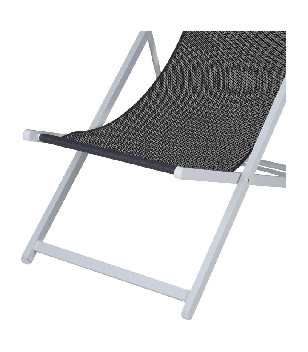 Wadiga Chaise Longue Pliante Chilienne Blanc Et Gris Anthracite - 91x61x101cm