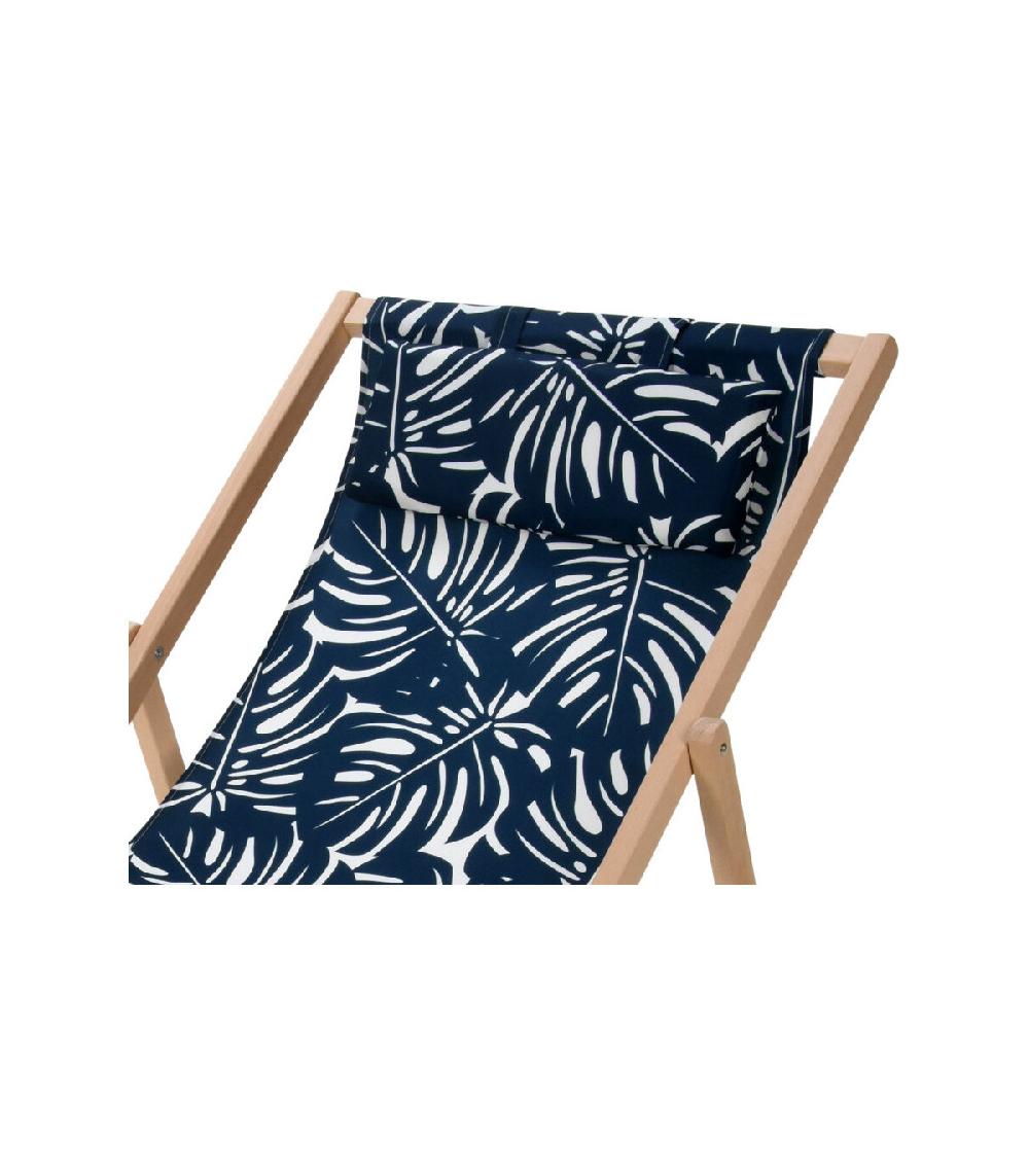 Wadiga Chaise Longue Pliante Chilienne Bleue Feuillage - 97x55x85cm