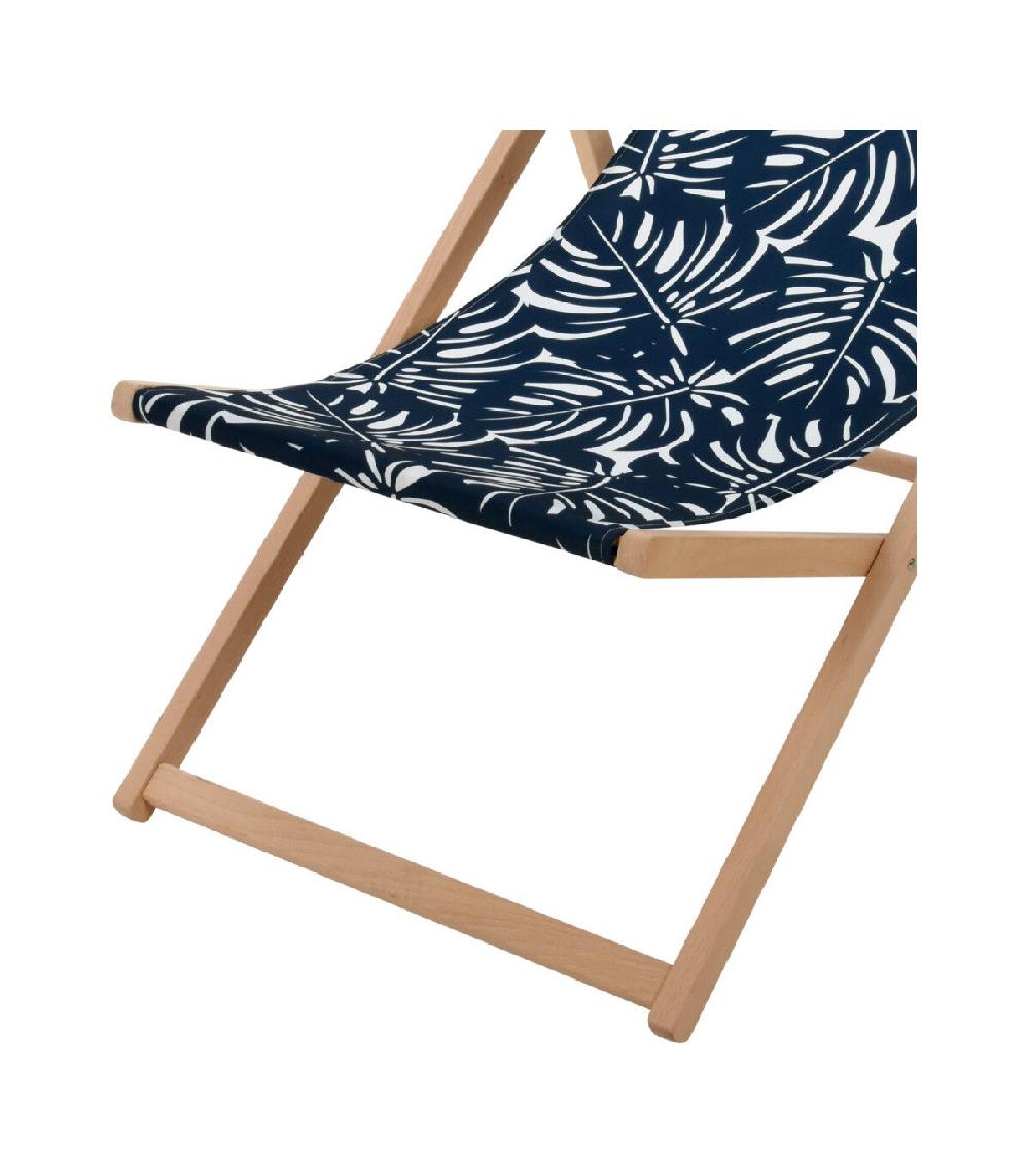 Wadiga Chaise Longue Pliante Chilienne Bleue Feuillage - 97x55x85cm