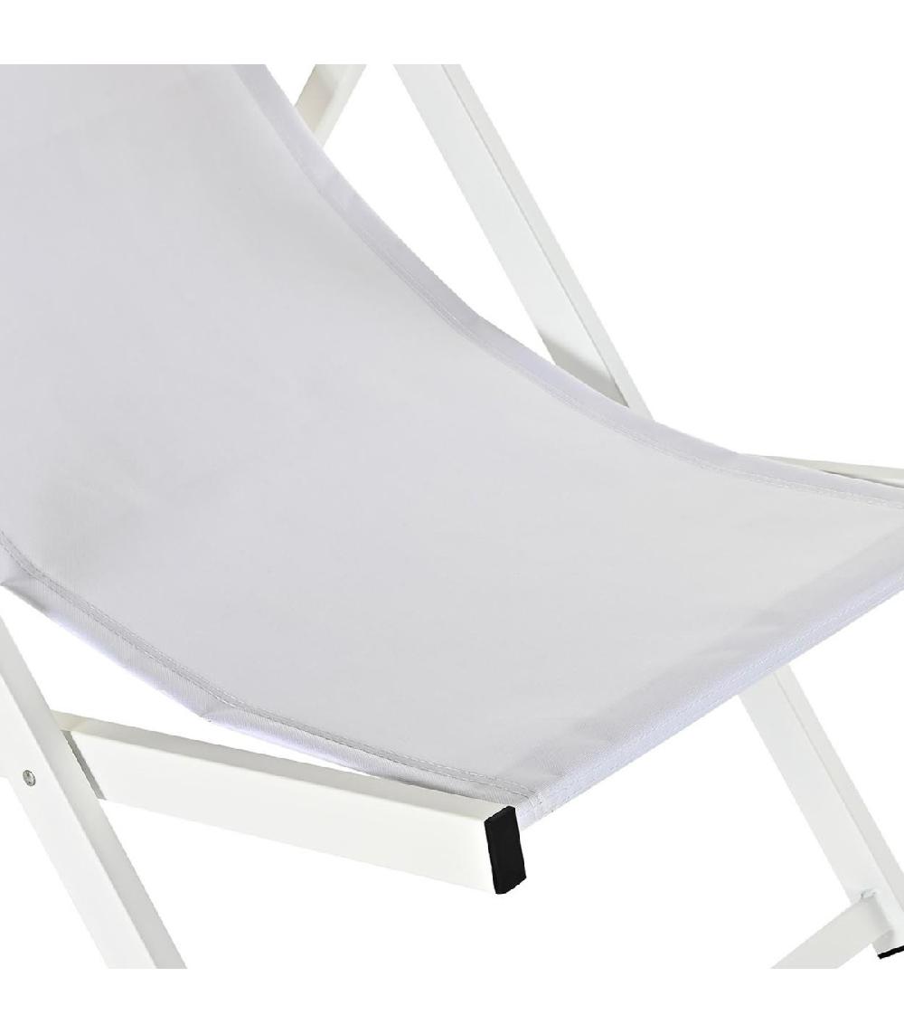 Wadiga Chaise Longue Pliante Chilienne En Aluminium Et Tissu Blanc 102x63x98cm