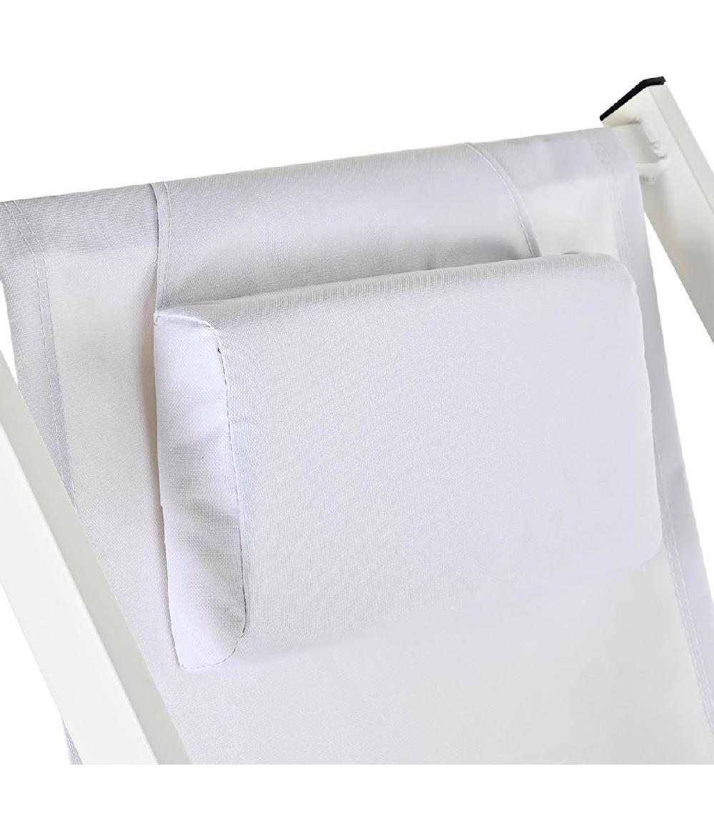 Wadiga Chaise Longue Pliante Chilienne En Aluminium Et Tissu Blanc 102x63x98cm