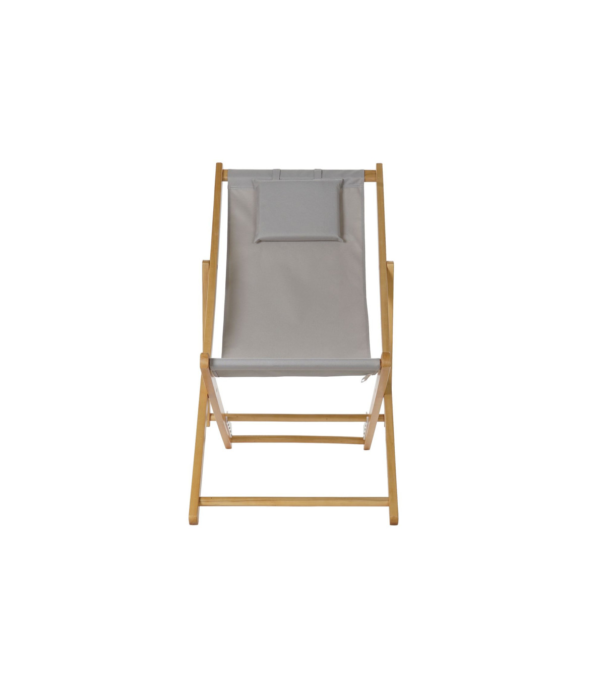 Wadiga Chaise Longue Pliante Chilienne En Bois Et Tissu Gris - 57.5x113x77cm
