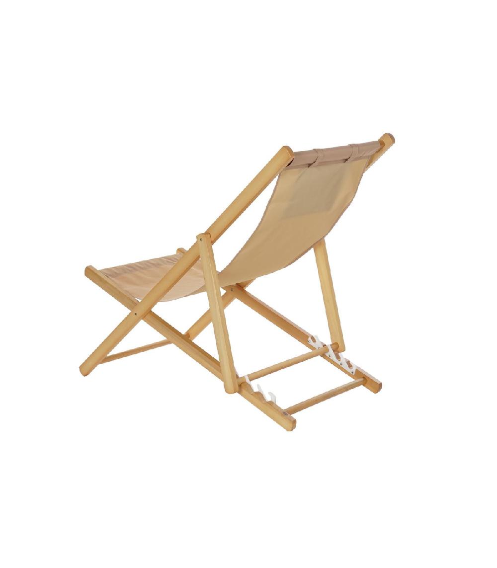 Wadiga Chaise Longue Pliante Chilienne En Bois Et Tissu Marron - 57.5x113x77cm