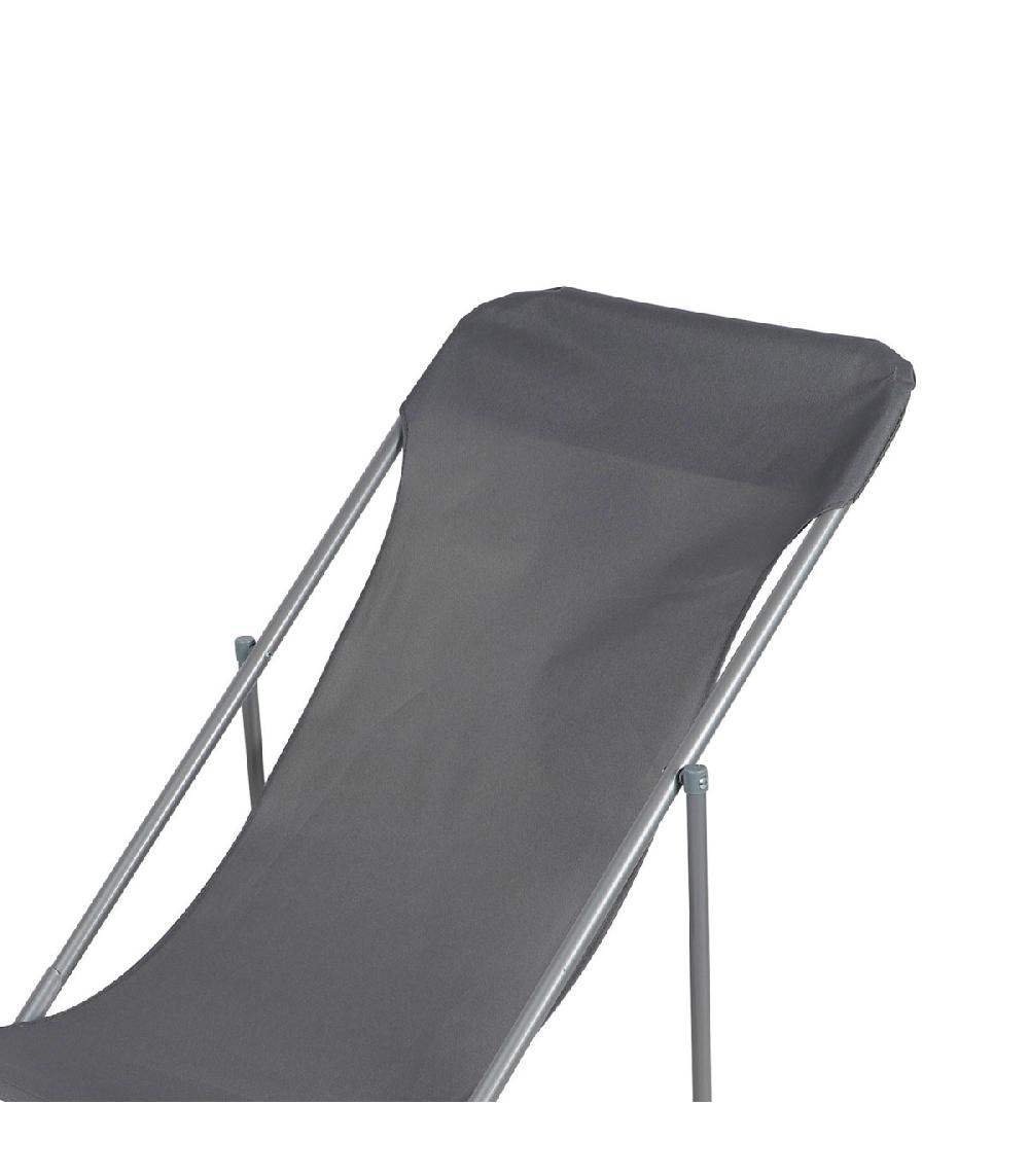 Wadiga Chaise Longue Pliante Chilienne Métal Gris Anthracite 85x56x90cm