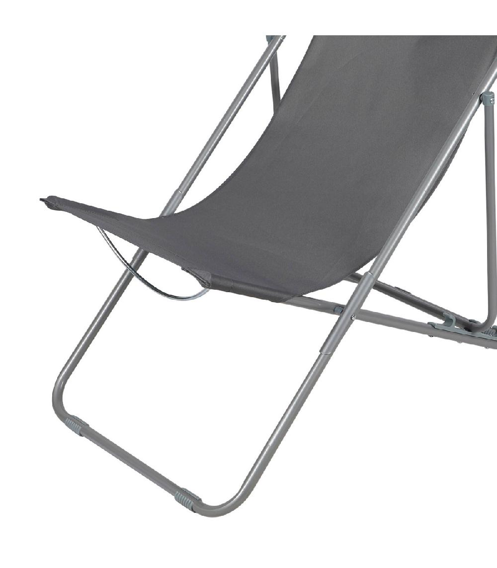 Wadiga Chaise Longue Pliante Chilienne Métal Gris Anthracite 85x56x90cm