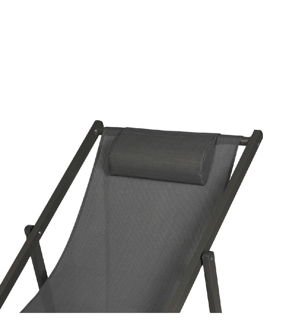 Wadiga Chaise Longue Pliante Chilienne Métal Gris Anthracite 61x101x91cm