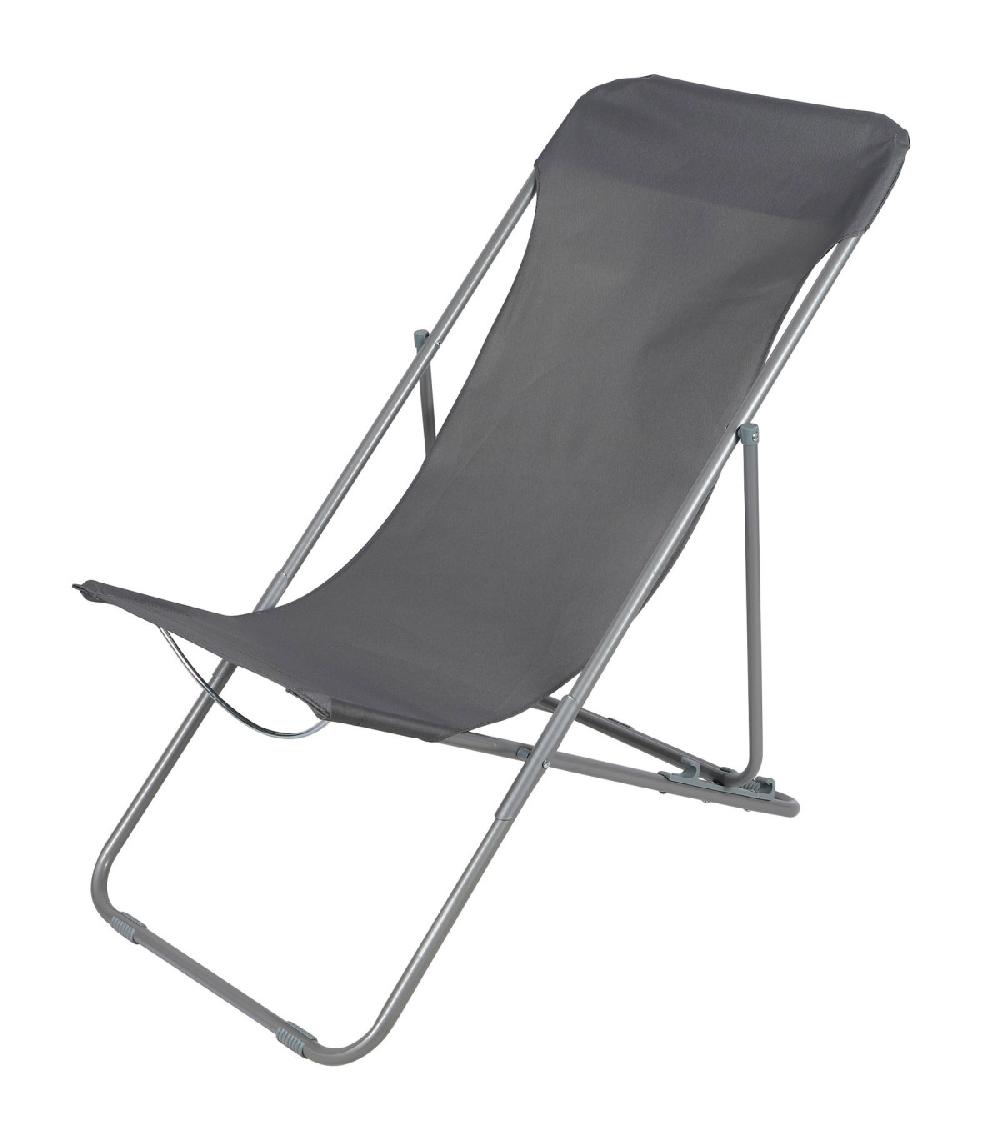 wadiga Chaise longue pliante chilienne métal gris anthracite 85x56x90cm