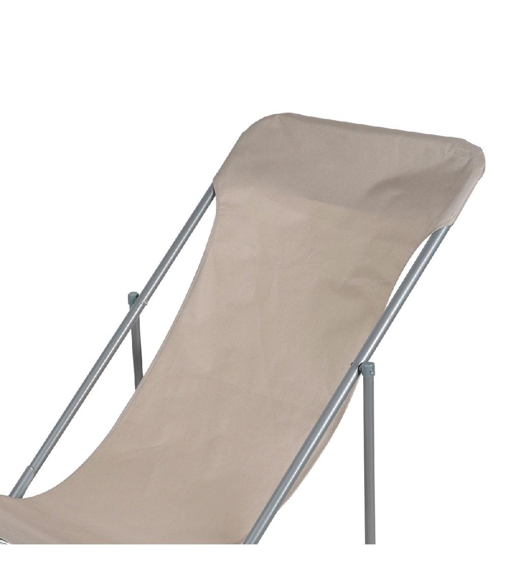 Wadiga Chaise Longue Pliante Chilienne Métal Taupe 85x56x90cm