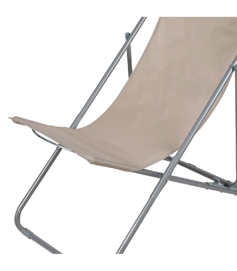 Wadiga Chaise Longue Pliante Chilienne Métal Taupe 85x56x90cm