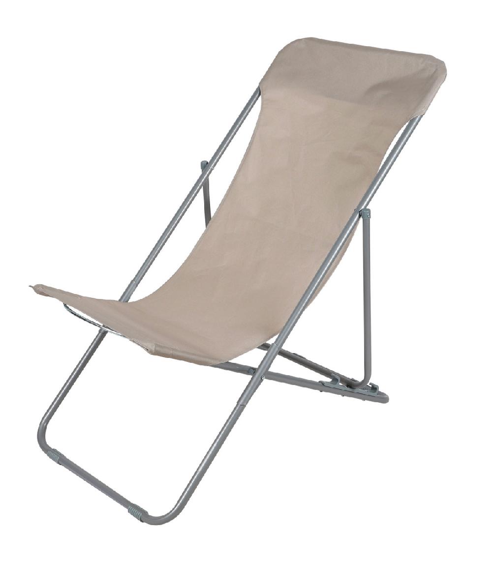 wadiga Chaise longue pliante chilienne métal taupe 85x56x90cm