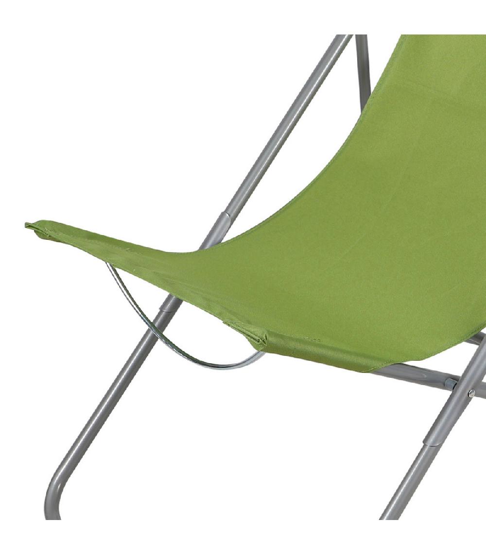 Wadiga Chaise Longue Pliante Chilienne Métal Vert 85x56x90cm