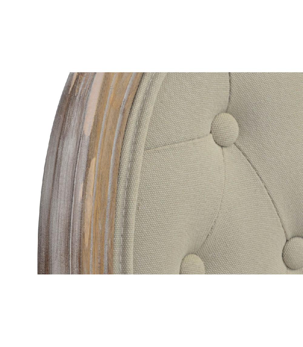 Wadiga Chaise Médaillon Bois Et Lin Beige - 48x46x96cm