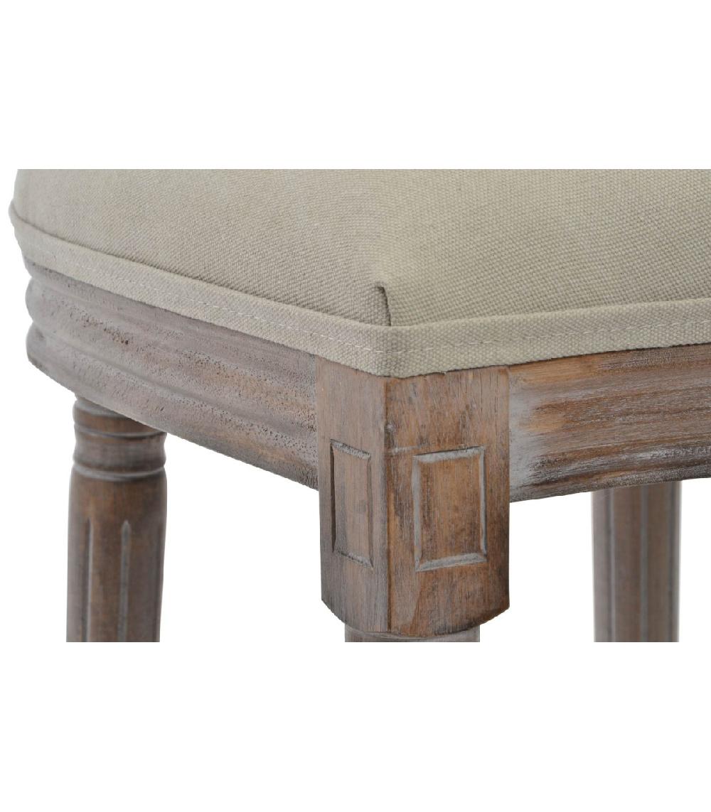 Wadiga Chaise Médaillon Bois Et Lin Beige - 48x46x96cm