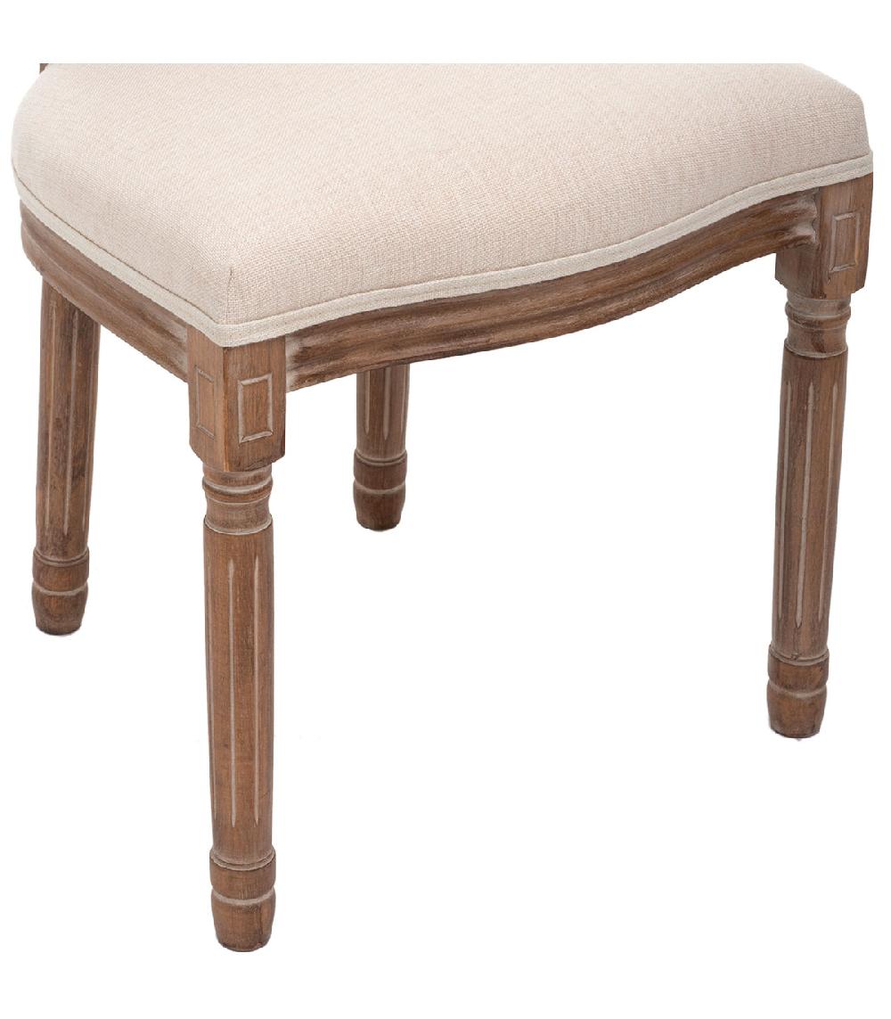 Wadiga Chaise Médaillon Cannage Et Lin Beige 58x49x95cm
