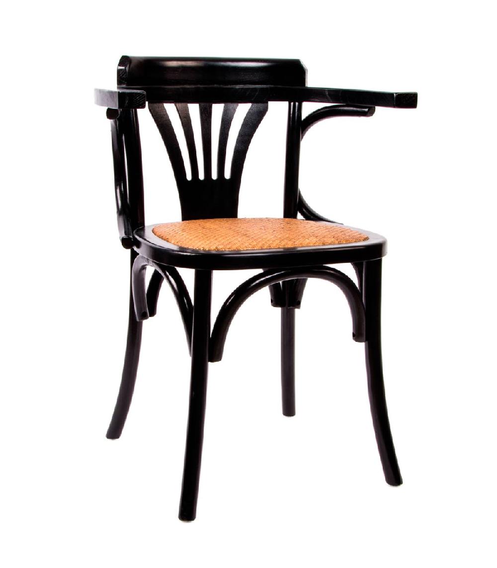wadiga Chaise orme noir et cannage en rotin 59x46x78cm