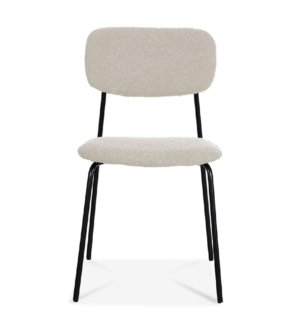 Wadiga Chaise Tissu Bouclette écru Et Pieds Métal Noir 52x44x79cm