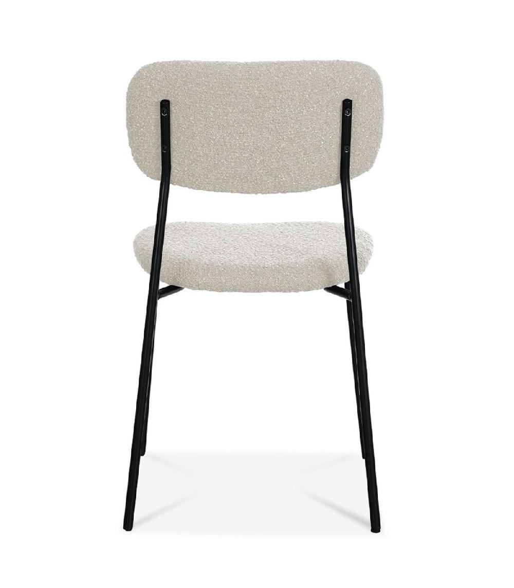 Wadiga Chaise Tissu Bouclette écru Et Pieds Métal Noir 52x44x79cm
