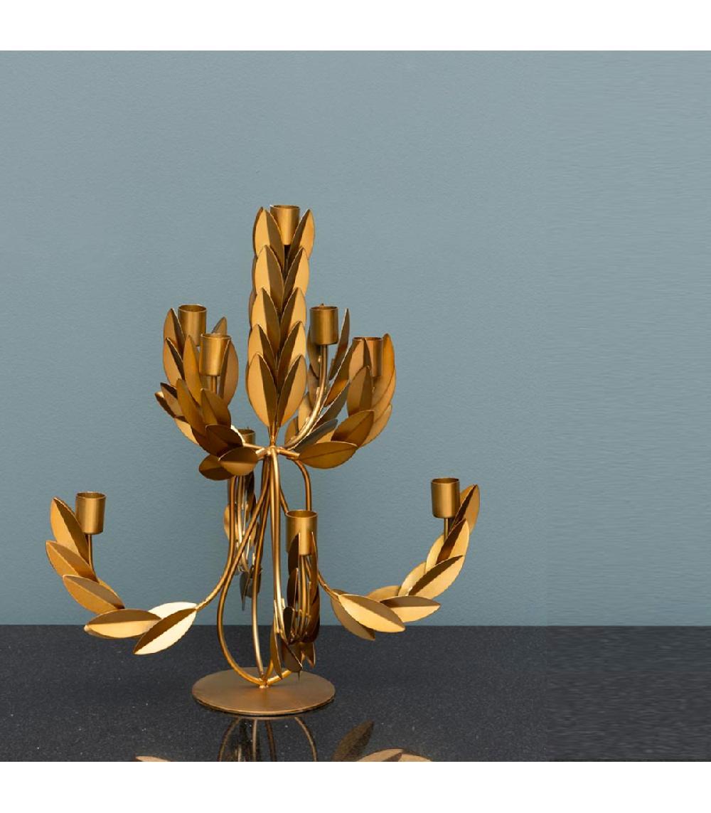 Wadiga Chandelier Doré à 9 Branches Laurier 36x36x41cm