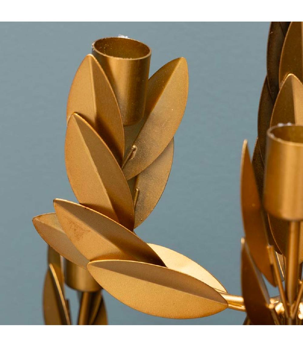 Wadiga Chandelier Doré à 9 Branches Laurier 36x36x41cm