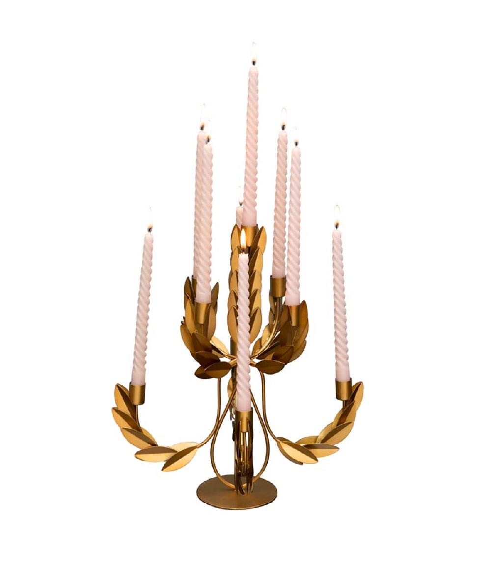 wadiga Chandelier doré à 9 branches laurier 36x36x41cm