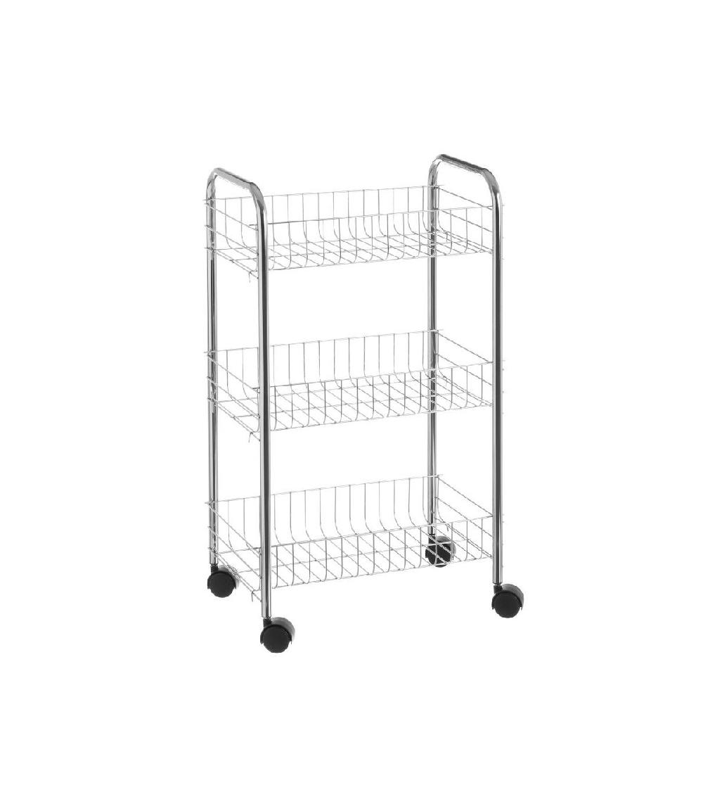 wadiga Chariot a Légumes en Métal Grillagé 3 Étages - H67cm