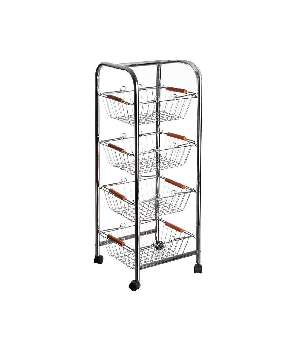 wadiga Chariot a Légumes en Métal Grillagé 4 Étages - H78cm