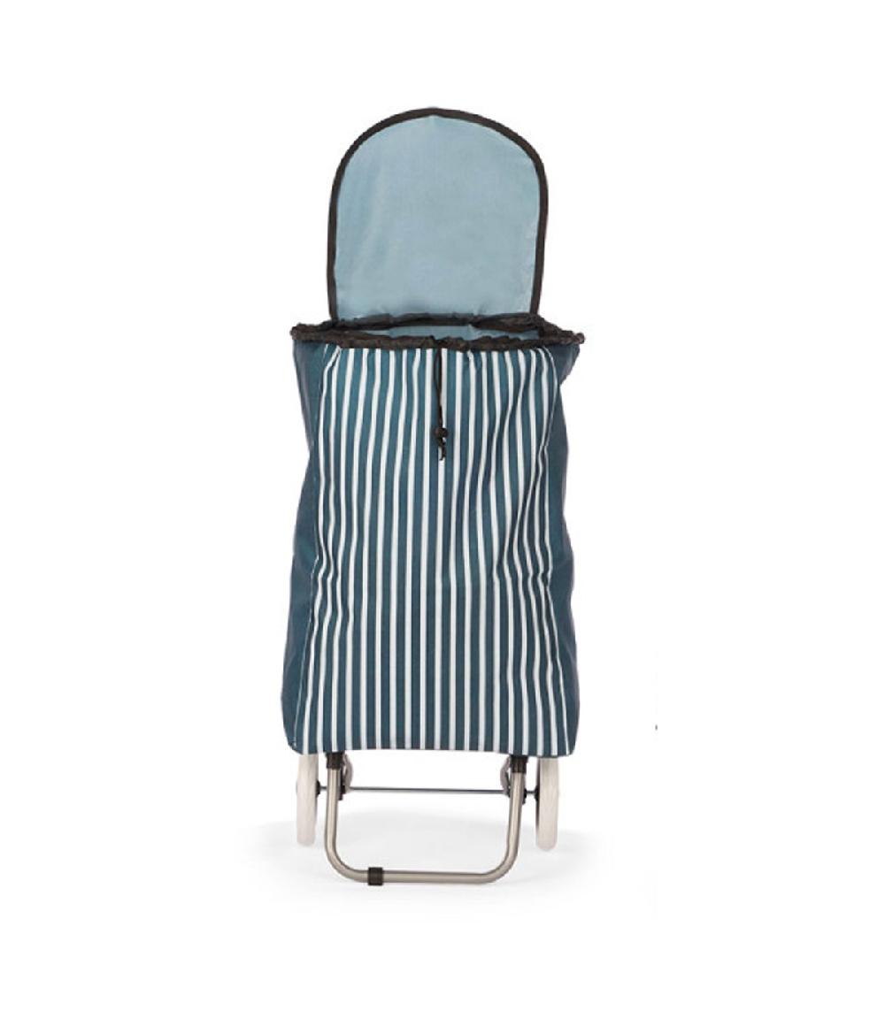 Wadiga Chariot De Course Bleu Et Blanc à Rayures 33L