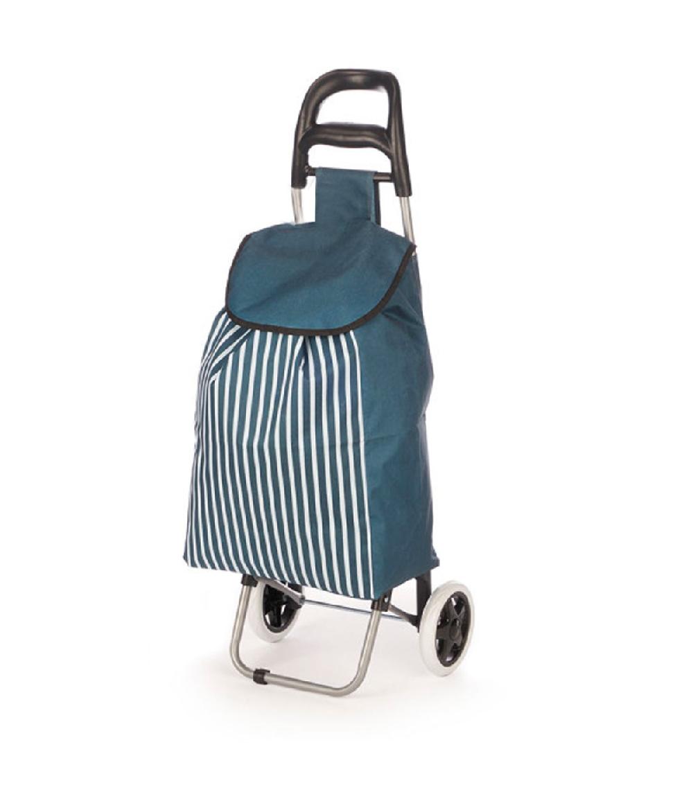 wadiga Chariot de course bleu et blanc à rayures 33L wadiga Chariot de course bleu et blanc à rayures 33L