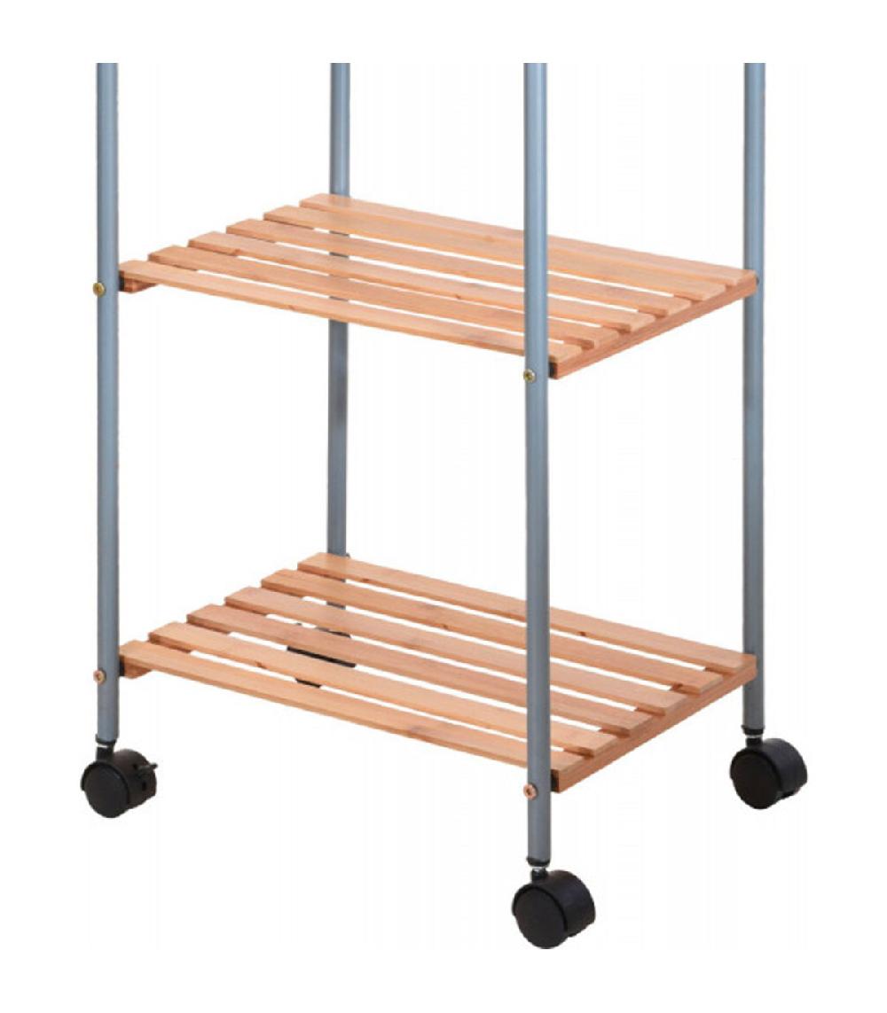 Wadiga Charriot De Rangement Pour Salle De Bain En Métal Et Bambou