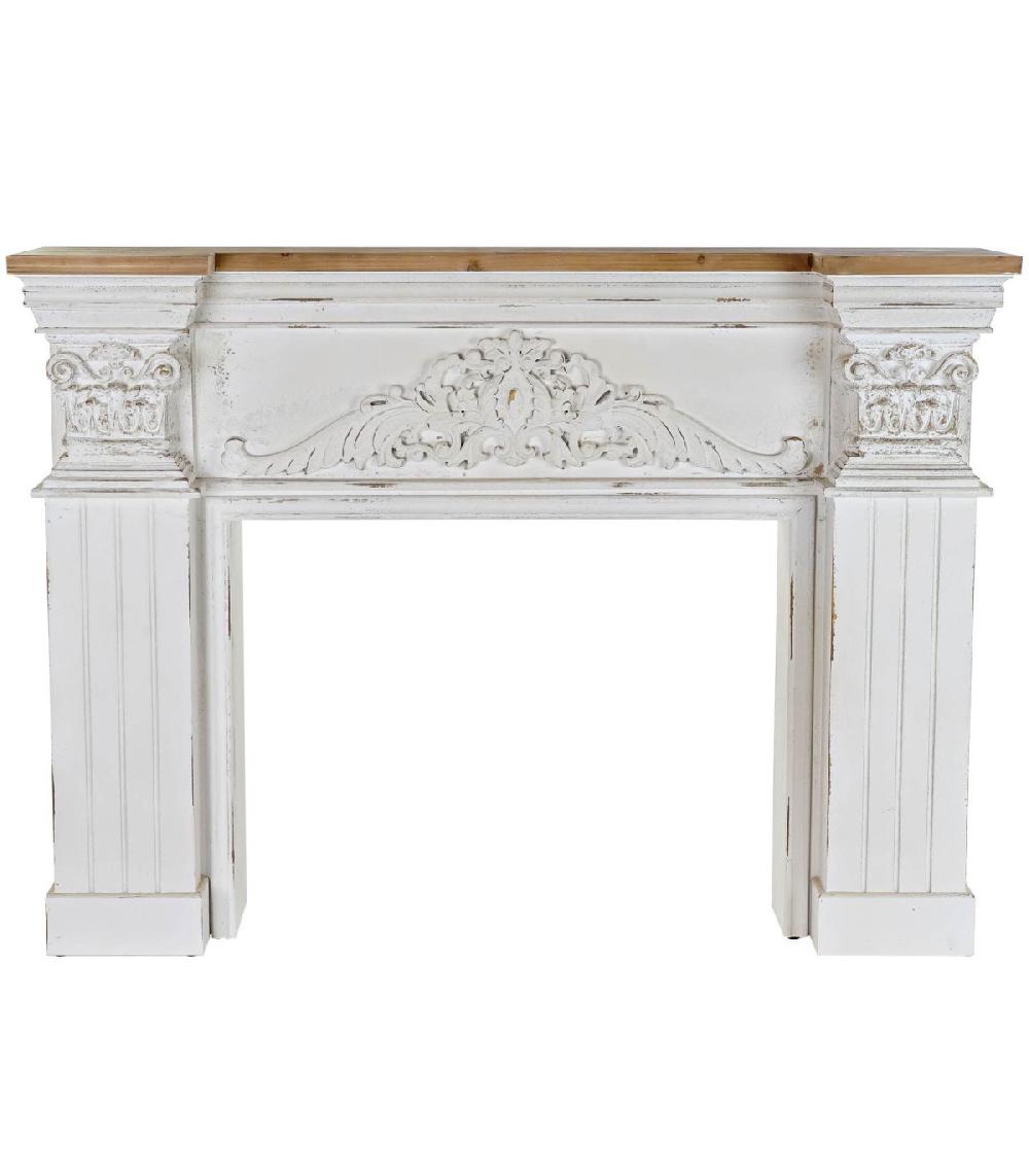 wadiga Cheminée Décorative Classique en Bois Bicolore Bois et Blanc - L144cm