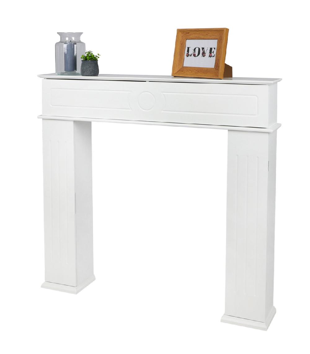 Wadiga Cheminée Décorative En Bois Blanc Avec Rangements 107x18x100cm