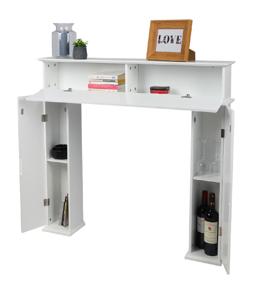 Wadiga Cheminée Décorative En Bois Blanc Avec Rangements 107x18x100cm