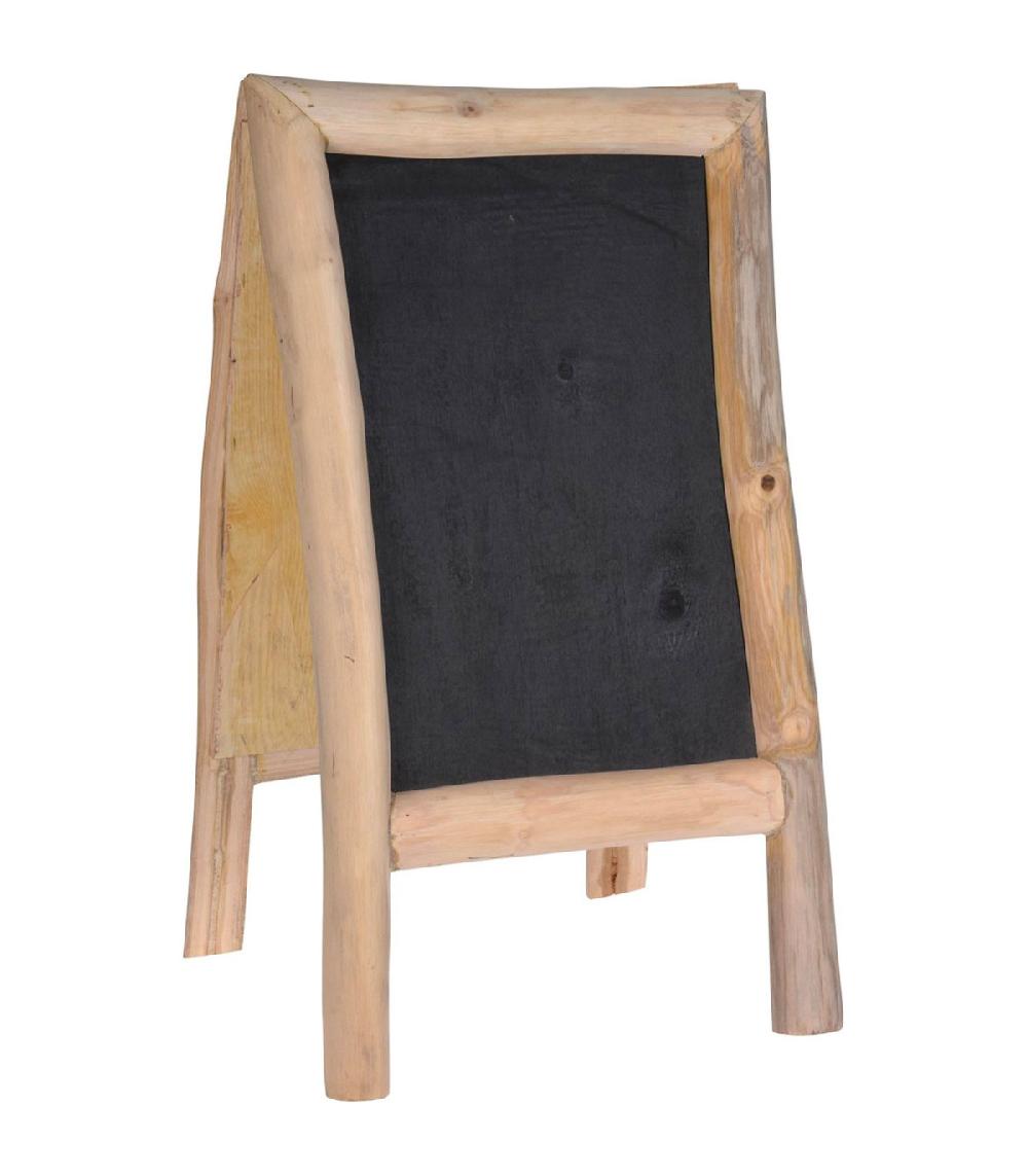 wadiga Chevalet ardoise double face sur pieds en teck 70x40x7cm
