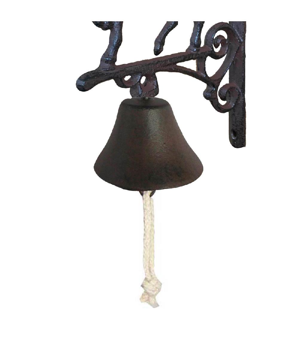 Wadiga Cloche Murale En Fonte Marron Foncé Cheval 16x10x20cm