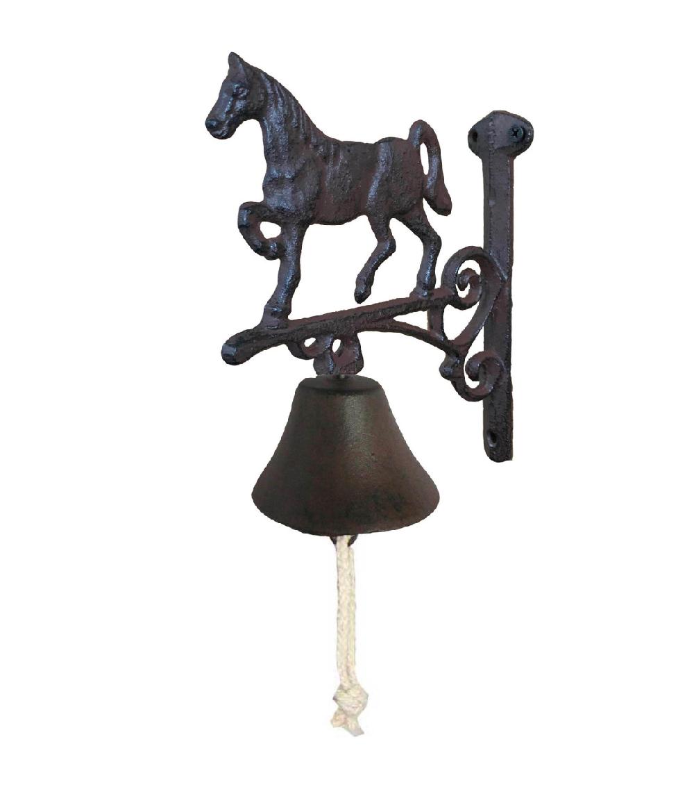wadiga Cloche murale en fonte marron foncé cheval 16x10x20cm