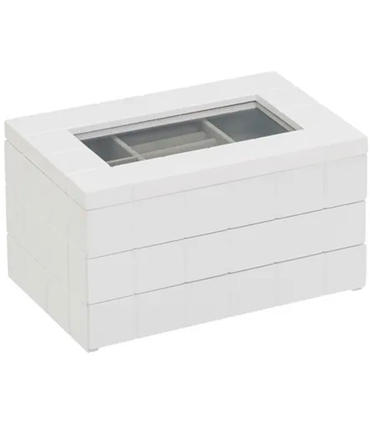 Wadiga Coffret à Bijoux En Bois Blanc Avec 2 Tiroirs 24x16x13cm