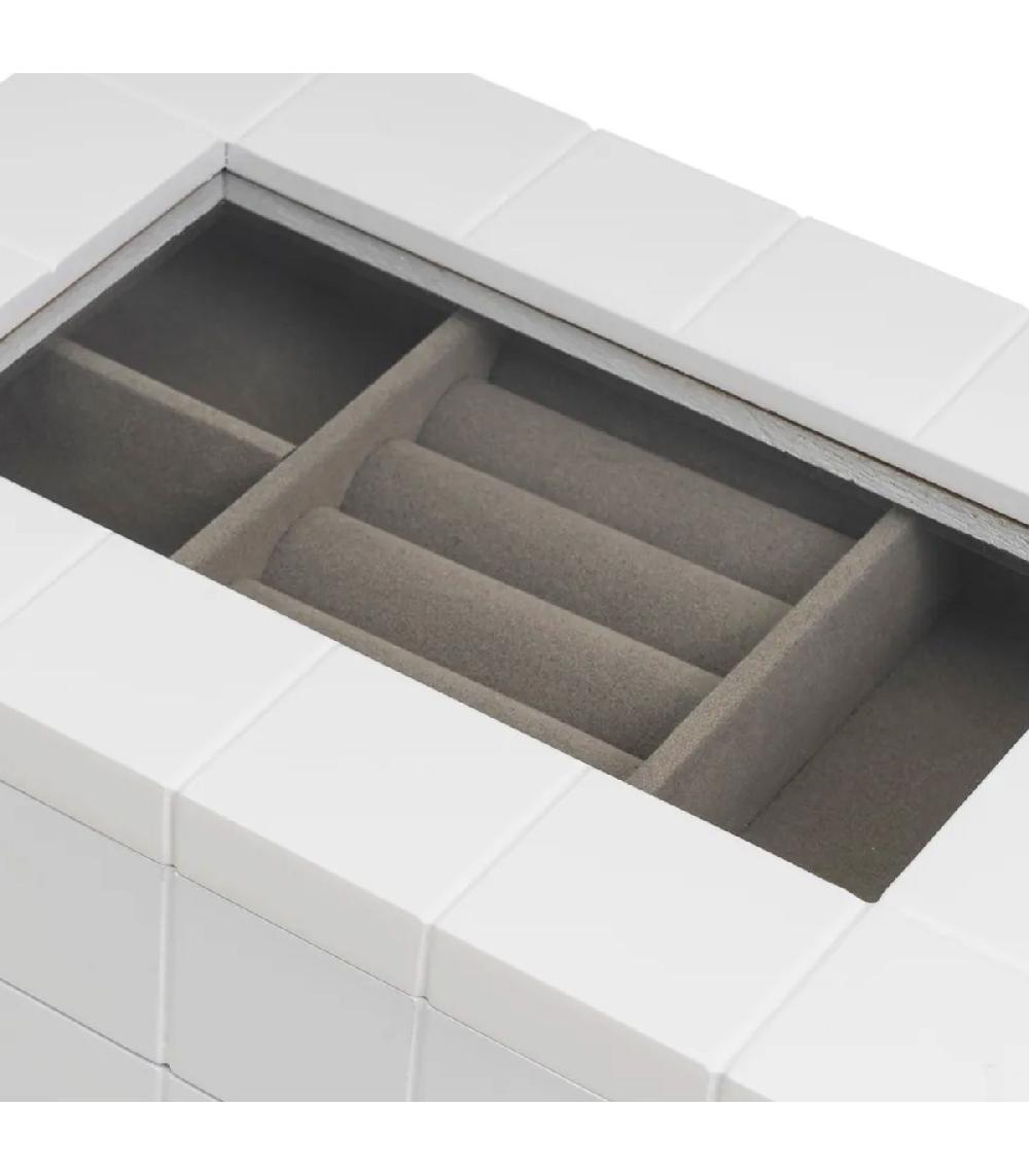 Wadiga Coffret à Bijoux En Bois Blanc Avec 2 Tiroirs 24x16x13cm