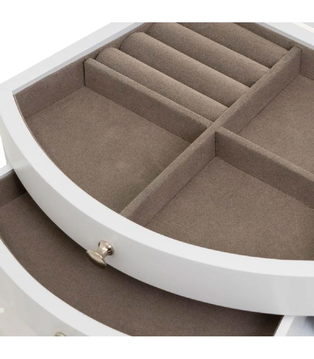 Wadiga Coffret à Bijoux En Bois Blanc Avec Miroir 21x17x9cm