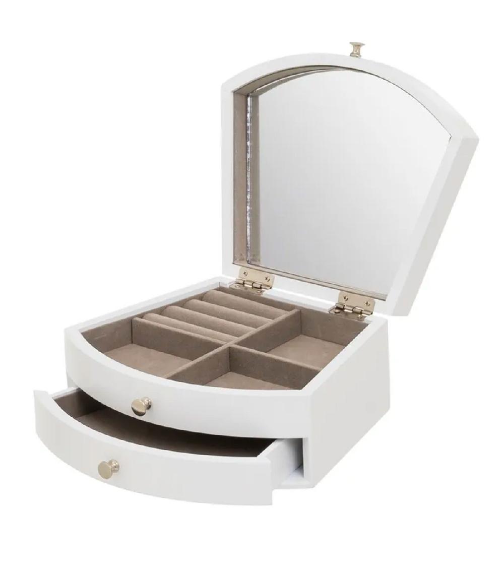 wadiga Coffret à bijoux en bois blanc avec miroir 21x17x9cm