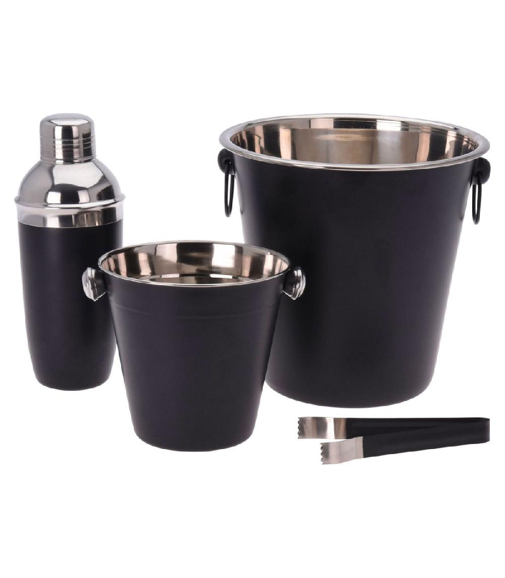 wadiga Coffret cocktail 4 pièces en acier inoxydable noir