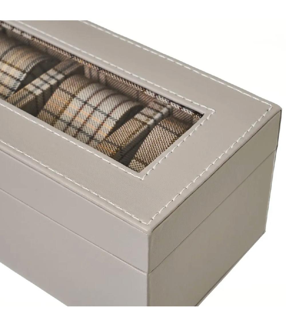 Wadiga Coffret De Rangement à Montres Gris Et Tartans Beige