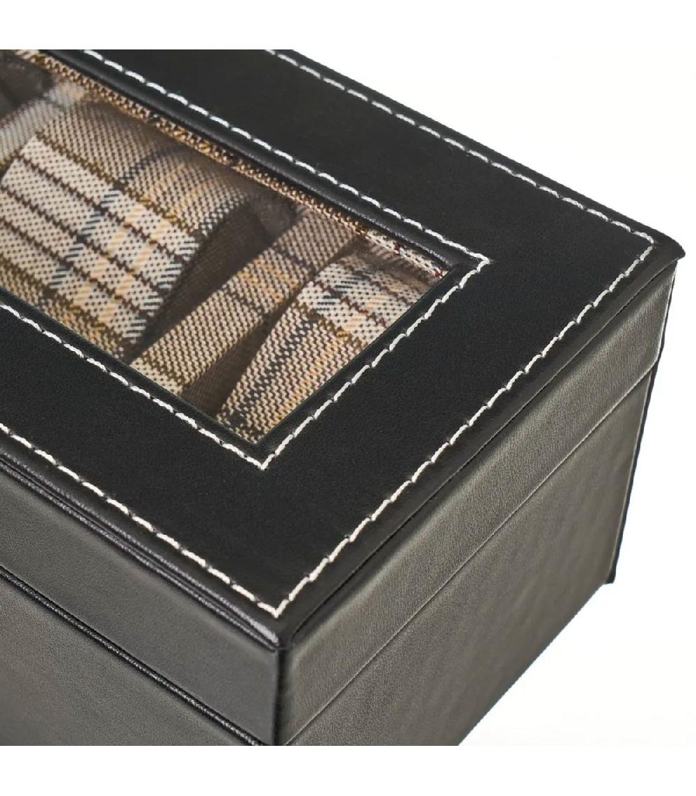 Wadiga Coffret De Rangement à Montres Noir Et Tartans Beige