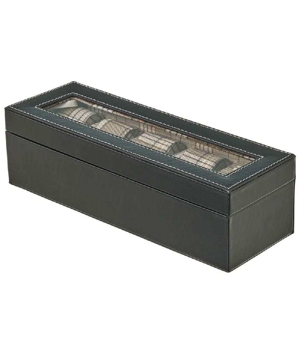 wadiga Coffret de rangement à montres noir et tartans beige