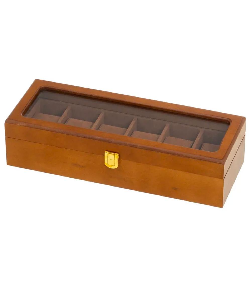 wadiga Coffret de rangement pour 6 montres en bois 33x13x8cm