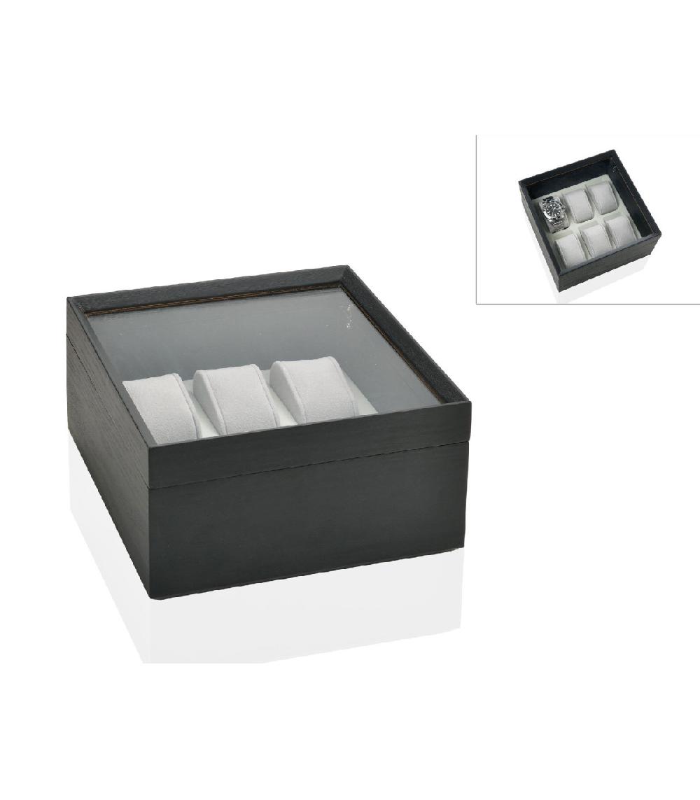 wadiga Coffret de Rangement pour Montres en Bois Gris Foncé